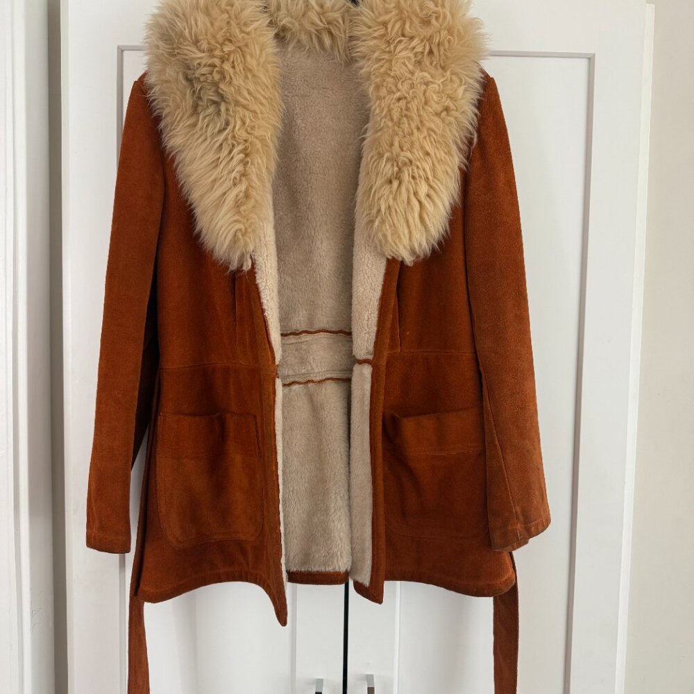60's Vintage Sears Jr. Bazaar Suede with Fur collar Jacket - Picture 3 of 9